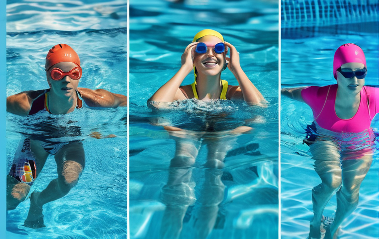 수영이 정신 건강에 미치는 효과 - Here are three detailed image prompts in English, designed to capture the mental health benefits of ...